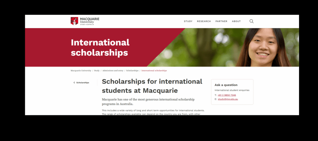 Macquarie university scholarship for indian students 2025 apply online before the Deadline