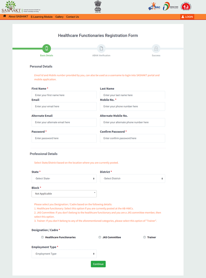 Sashakt Portal Registration Online