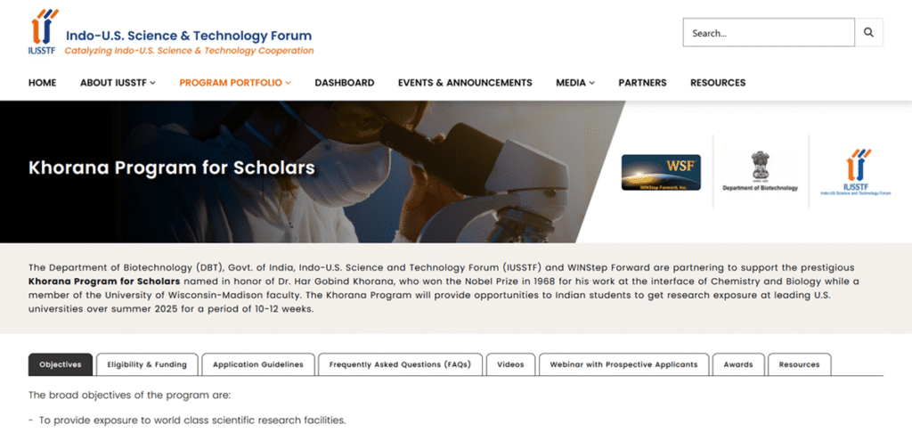 Khorana Scholarship 2025