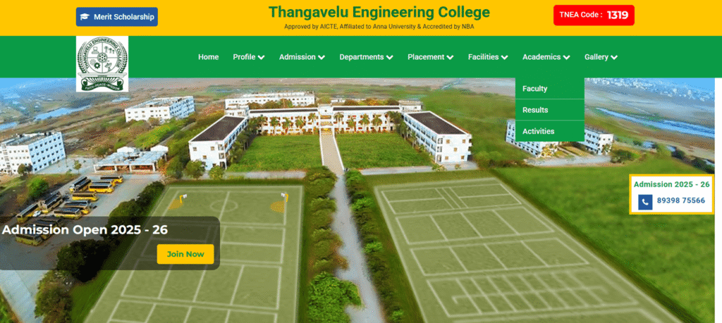 Thangavelu Merit Scholarship 2025 Application Form