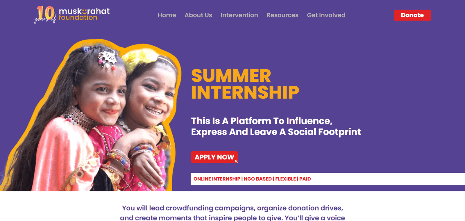 Muskurahat Foundation Internship